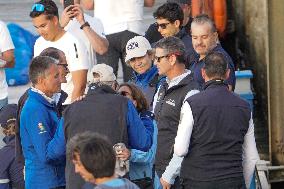 King Juan Carlos, Infanta Elena And Laurence Debray At Marina - Spain