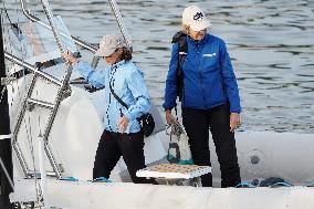 King Juan Carlos, Infanta Elena And Laurence Debray At Marina - Spain