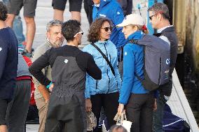 King Juan Carlos, Infanta Elena And Laurence Debray At Marina - Spain