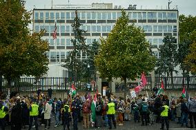 Pro-Palestine Protest In Front Of US Embassy In Warsaw