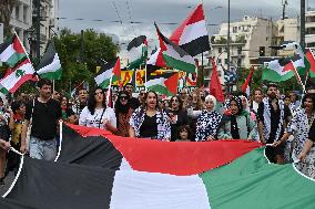 Protest In Solidarity With Palestine And Lebanon In Athens