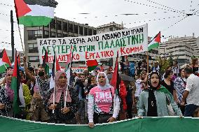 Protest In Solidarity With Palestine And Lebanon In Athens