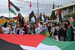 Protest In Solidarity With Palestine And Lebanon In Athens