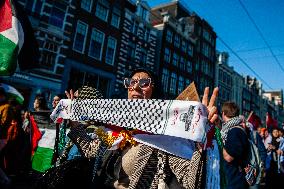 Global Day Of Action In Support Of Palestine, Held In Amsterdam.