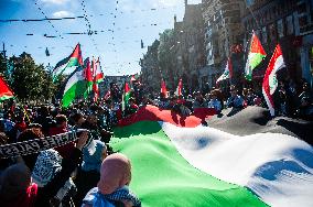 Global Day Of Action In Support Of Palestine, Held In Amsterdam.