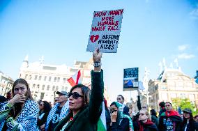 Global Day Of Action In Support Of Palestine, Held In Amsterdam.