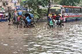 Waterlogged Streets Caused Heavy Rainfall In Dhaka.