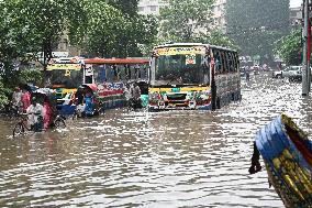 Waterlogged Streets Caused Heavy Rainfall In Dhaka.