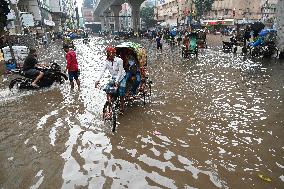 Waterlogged Streets Caused Heavy Rainfall In Dhaka.