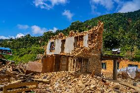 Flood Damages Homes In Bhardev Region, Nepal.