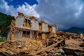 Flood Damages Homes In Bhardev Region, Nepal.