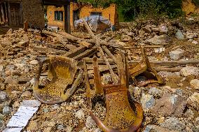 Flood Damages Homes In Bhardev Region, Nepal.