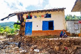 Flood Damages Homes In Bhardev Region, Nepal.