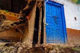 Flood Damages Homes In Bhardev Region, Nepal.