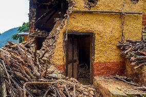 Flood Damages Homes In Bhardev Region, Nepal.