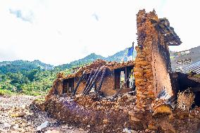 Flood Damages Homes In Bhardev Region, Nepal.