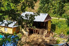 Flood Damages Homes In Bhardev Region, Nepal.