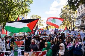 Demonstration In Support Of Lebanon And Palestine - Paris