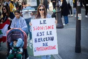 Demonstration In Support Of Lebanon And Palestine - Paris