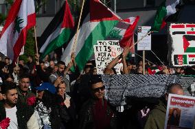 "Freedom For Gaza And Lebanon" Demo In Duesseldorf