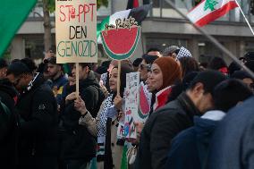 "Freedom For Gaza And Lebanon" Demo In Duesseldorf