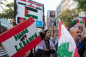 "Freedom For Gaza And Lebanon" Demo In Duesseldorf