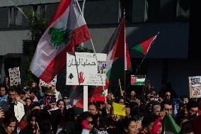 "Freedom For Gaza And Lebanon" Demo In Duesseldorf