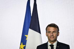 Press conference of Emmanuel Macron at Grand Palais FA