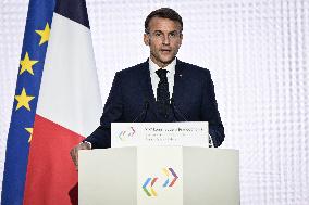 Press conference of Emmanuel Macron at Grand Palais FA