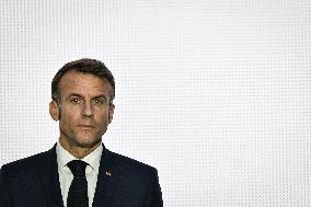 Press conference of Emmanuel Macron at Grand Palais FA