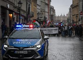 Rally For Palestine And Lebanon In Krakow