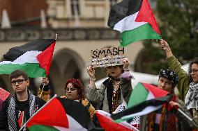 Rally For Palestine And Lebanon In Krakow