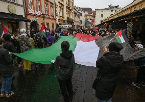 Rally For Palestine And Lebanon In Krakow