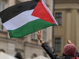 Rally For Palestine And Lebanon In Krakow