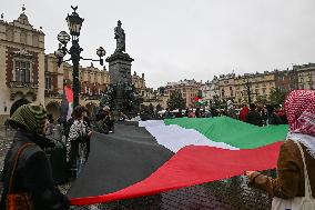 Rally For Palestine And Lebanon In Krakow