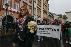 Rally For Palestine And Lebanon In Krakow