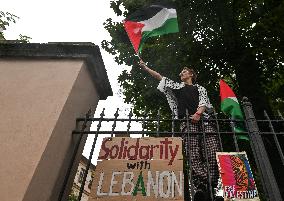 Rally For Palestine And Lebanon In Krakow