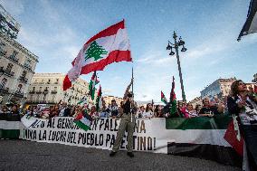 Protest In Madrid Against Israel's Attacks On Gaza And Lebanon