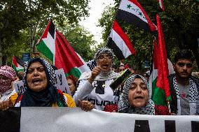 Protest In Madrid Against Israel's Attacks On Gaza And Lebanon