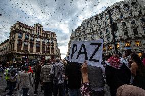 Protest In Madrid Against Israel's Attacks On Gaza And Lebanon