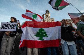 Protest In Madrid Against Israel's Attacks On Gaza And Lebanon