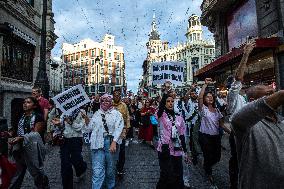 Protest In Madrid Against Israel's Attacks On Gaza And Lebanon