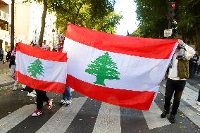 Demonstration In Support Of Lebanon And Palestine - Paris