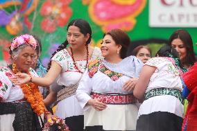 Baton Comand Ceremony For Clara Brugada As Mexico City Head Of Government