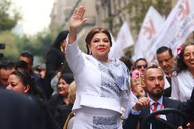 Baton Comand Ceremony For Clara Brugada As Mexico City Head Of Government