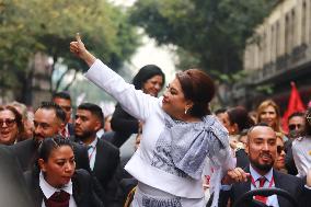 Baton Comand Ceremony For Clara Brugada As Mexico City Head Of Government