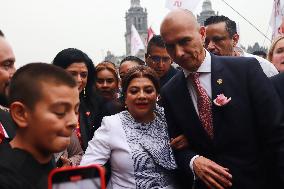 Baton Comand Ceremony For Clara Brugada As Mexico City Head Of Government