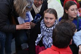 Greta Thunberg at Blockade In Central Brussels Against Fossil Fuel Subsidies