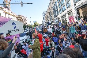 Greta Thunberg at Blockade In Central Brussels Against Fossil Fuel Subsidies