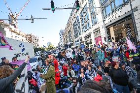 Greta Thunberg at Blockade In Central Brussels Against Fossil Fuel Subsidies